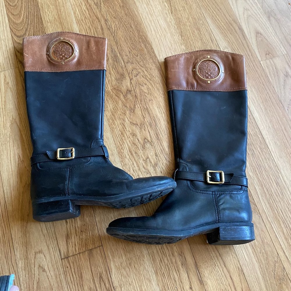 Vince Cameo Black/Russet Burnished Antique "VC-Phille" Style Boots - Size 10M